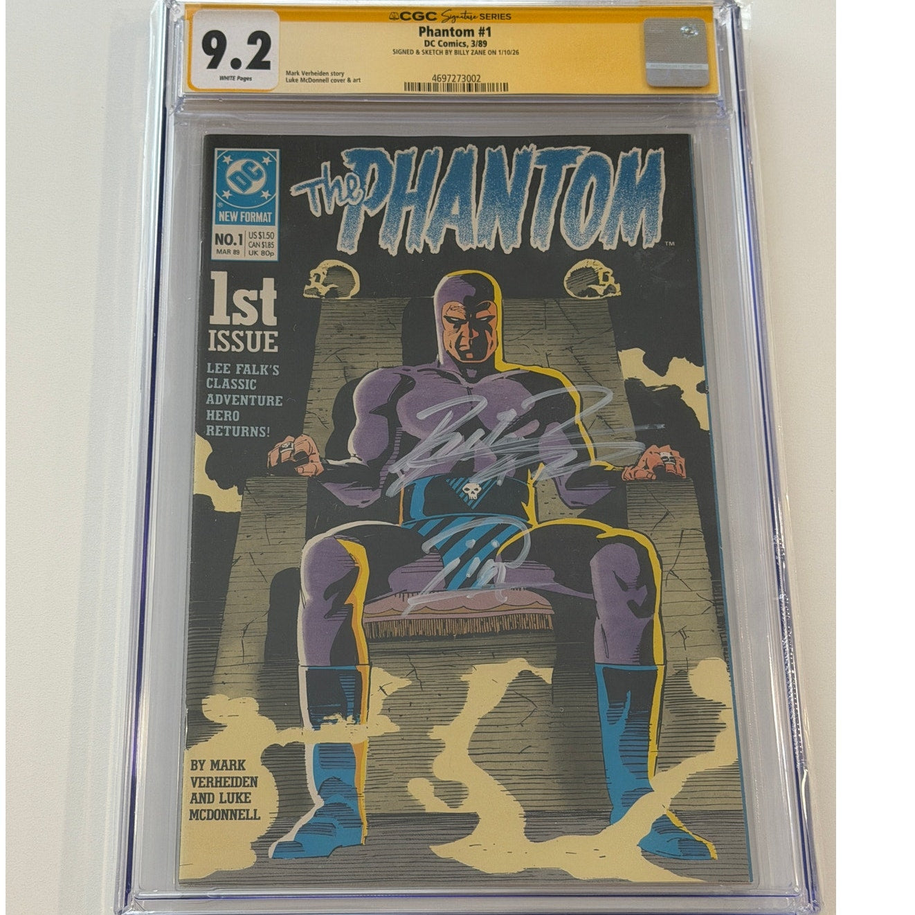 ファントムページ Phantom #1 9.2 CGC S.S. Signed & Sketch by BILLY ZANE – Little