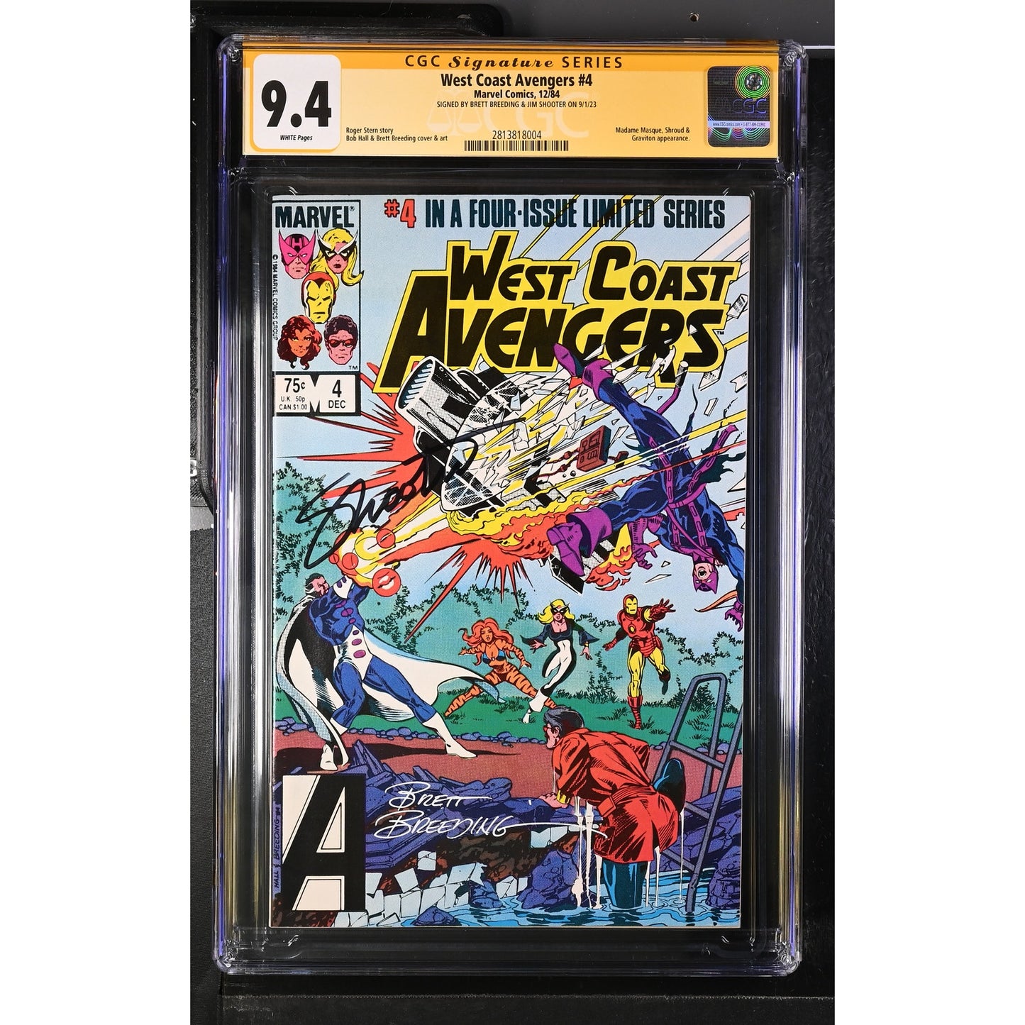 West Coast Avengers #4 CGC SS 9.4 - Signed by Brett Breeding & Jim Shooter