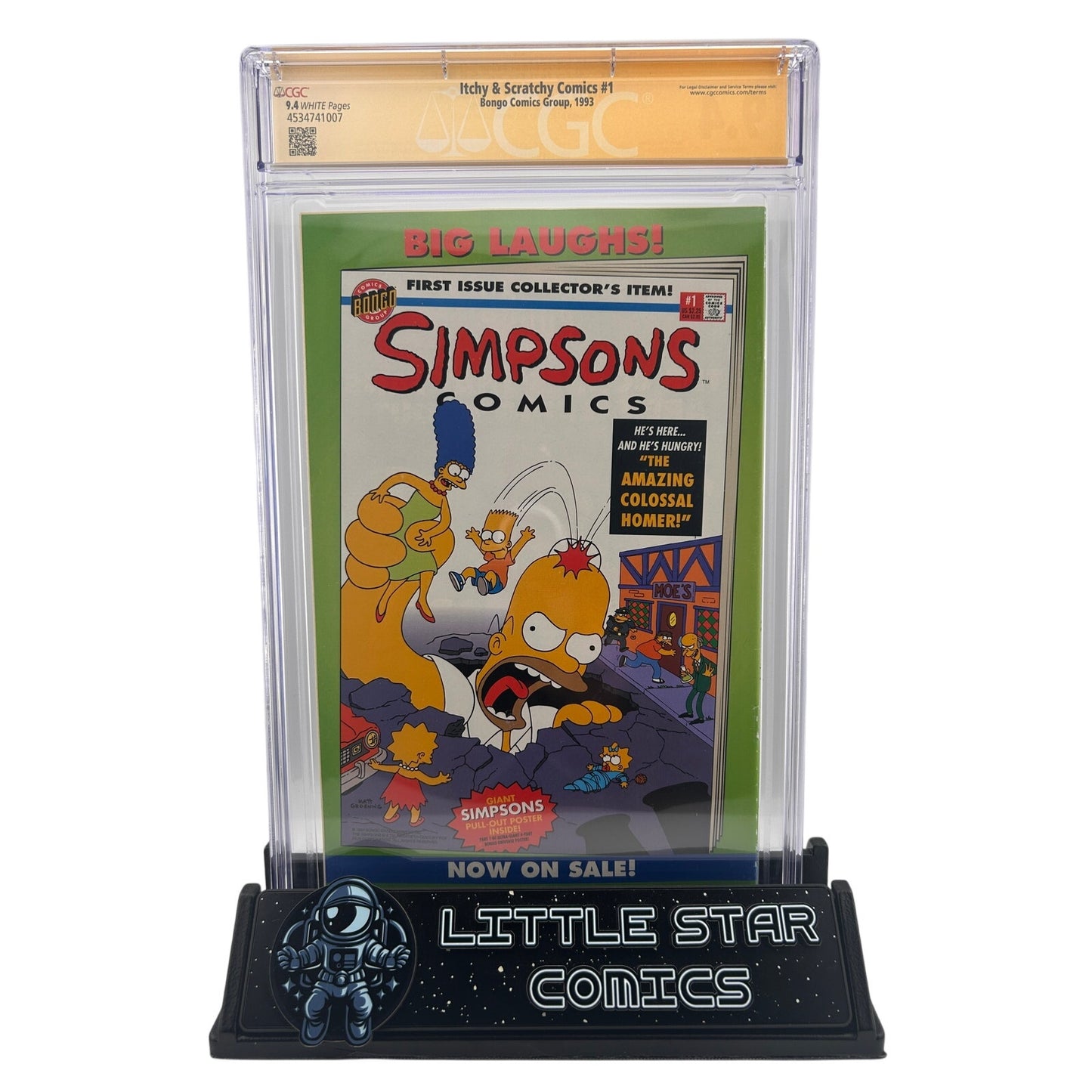 Itchy & Scratchy #1 CGC SS 9.4 Bill Morrison Sign & Sketch Bongo 1993 Simpsons