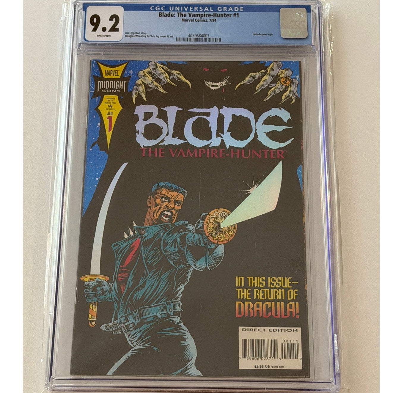 Blade: The Vampire-Hunter #1 9.2 CGC Universal Grade Holochrome Logo