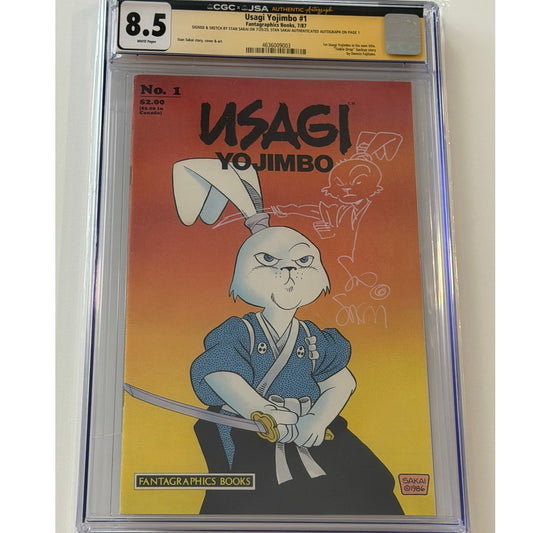 Usagi Yojimbo #1 8.5 CGC x JSA Signed & Sketch by STAN SAKAI