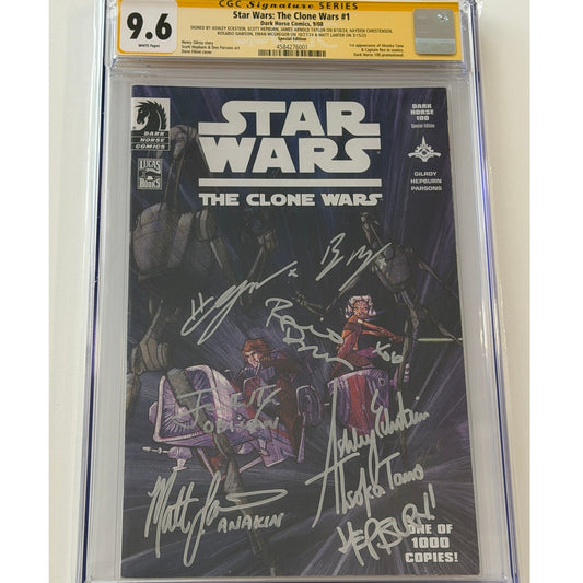 Star Wars: The Clone Wars #1 9.6 CGC S.S. : A.E, S.H, J.A.T, H.C, R.D, E.M. M.L.