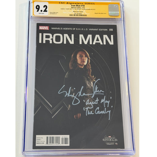 Iron Man #18 9.2 CGC S.S. Signed & "AGENT MAY" & "THE CAVALRY" by MING-NA WEN