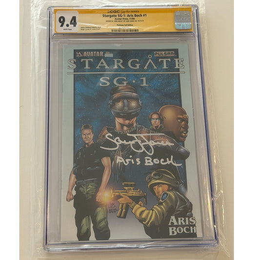 Stargate SG-1: Aris Boch  9.4 CGC S.S. "ARIS BOCH" by SAM JONES Platinum Foil