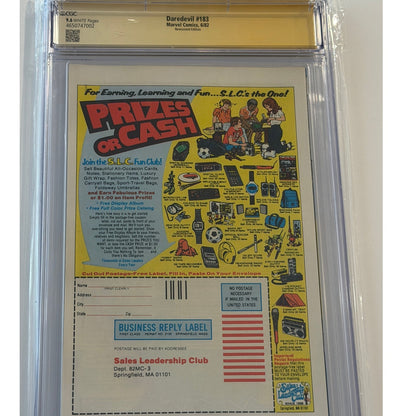 Daredevil #183 9.6 CGC S.S. CHARLIE COX & JON BERNTHAL Newsstand Edition
