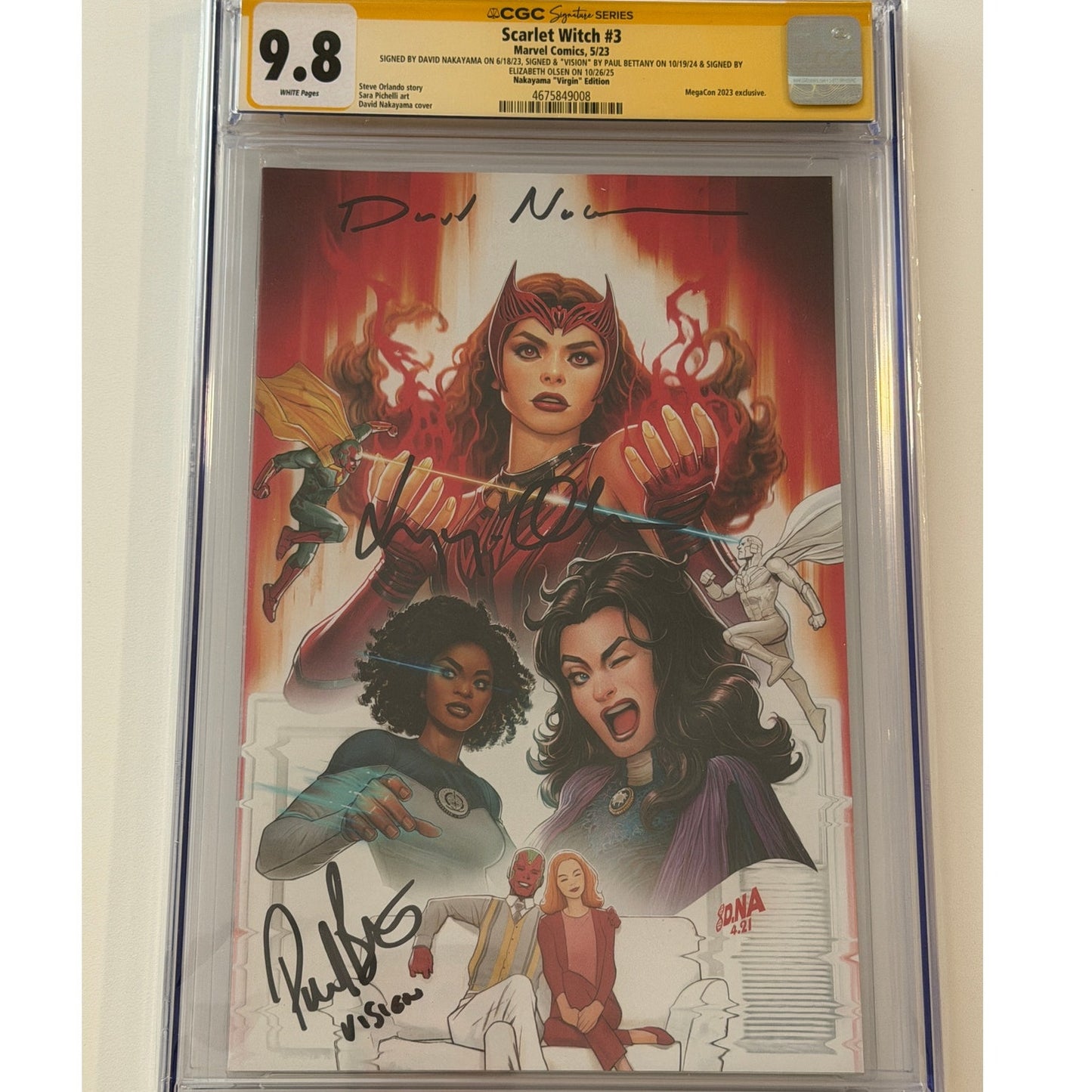 Scarlet Witch #3  9.8 CGC S.S. DAVID NAKAYAMA,"VISION" by PAUL B. & ELIZABETH O.