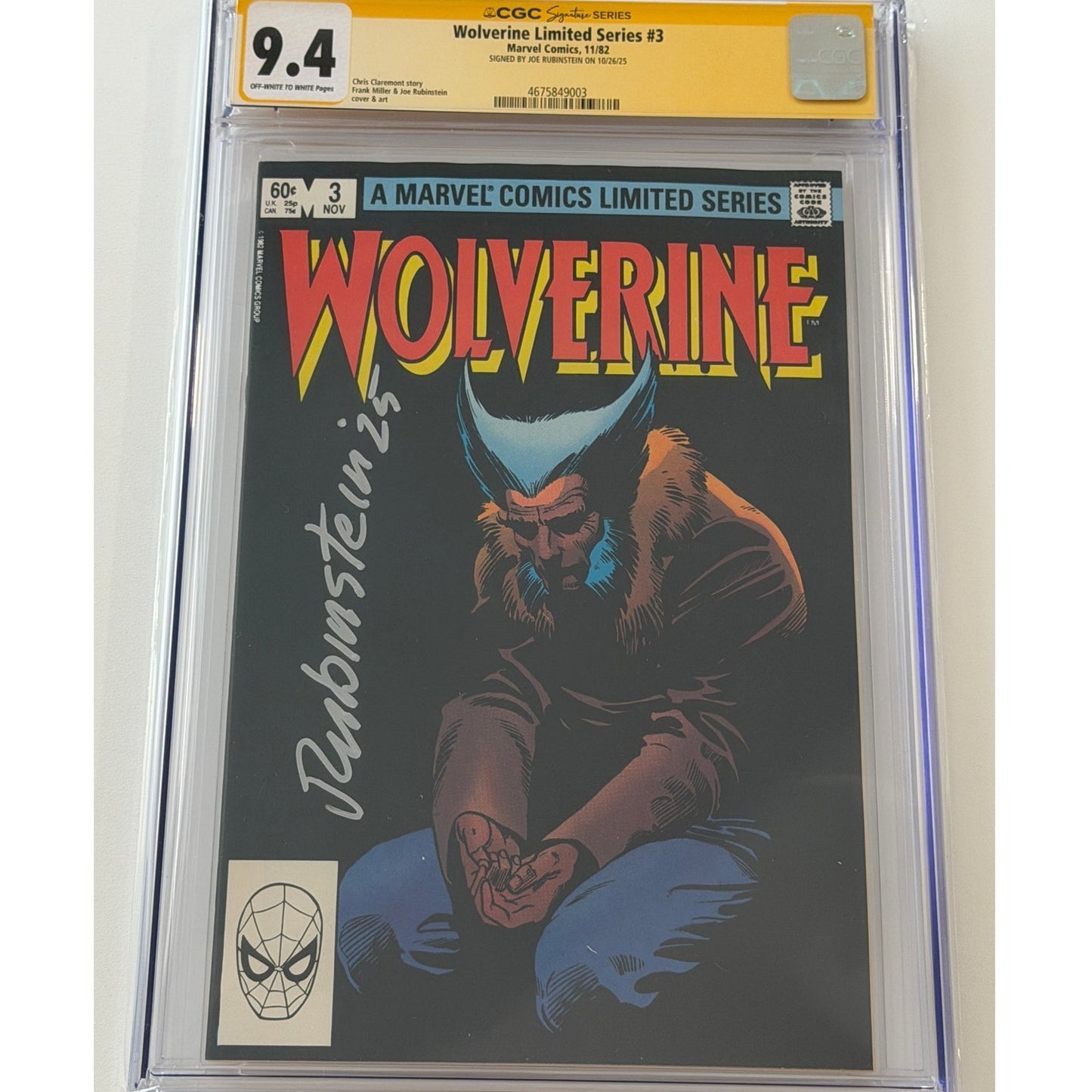 Wolverine Limited Series #3 9.4 CGC S.S. JOE RUBINSTEIN
