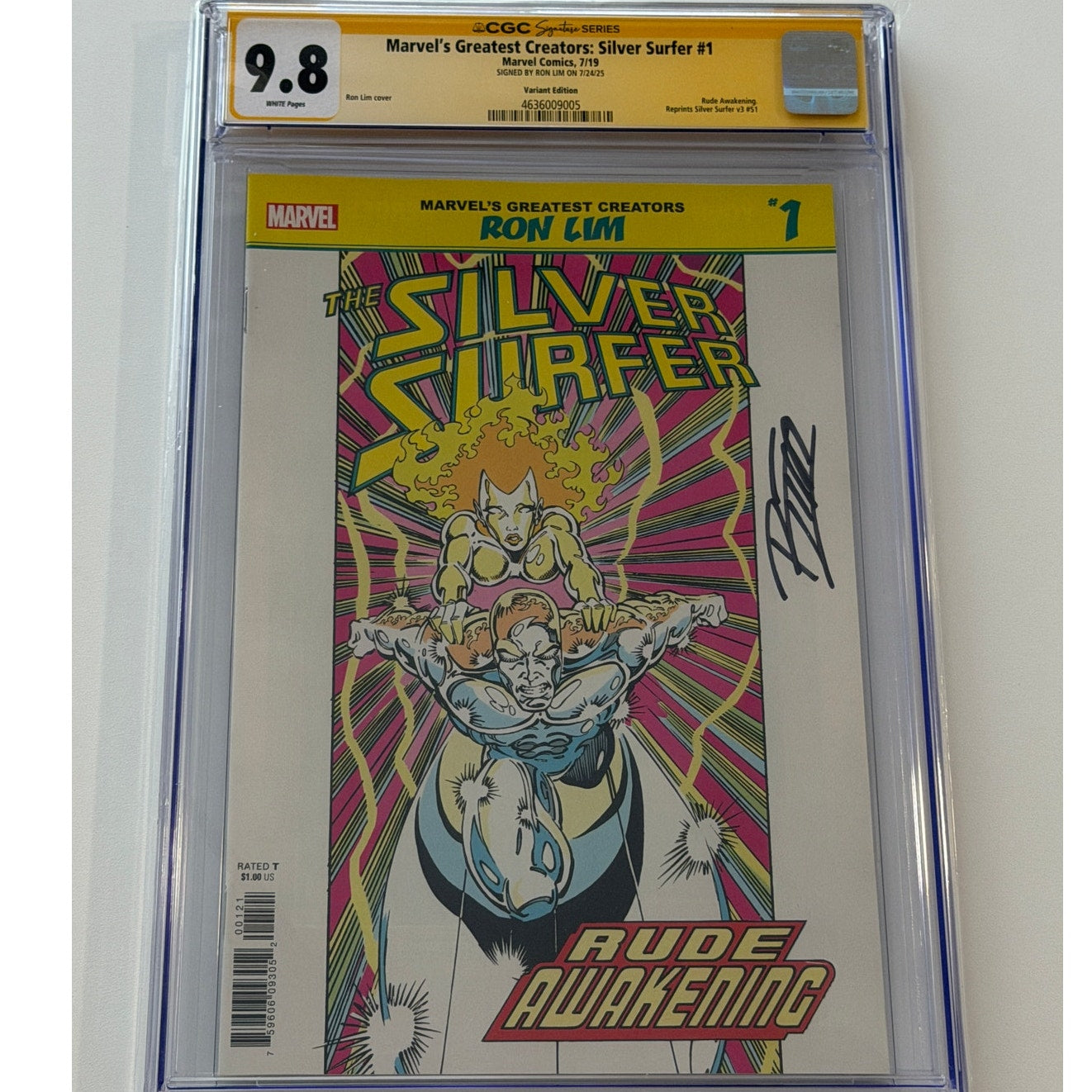Marvel's Greatest Creators: Surfer #1 9.8 CGC S.S.  RON LIM Variant Edition